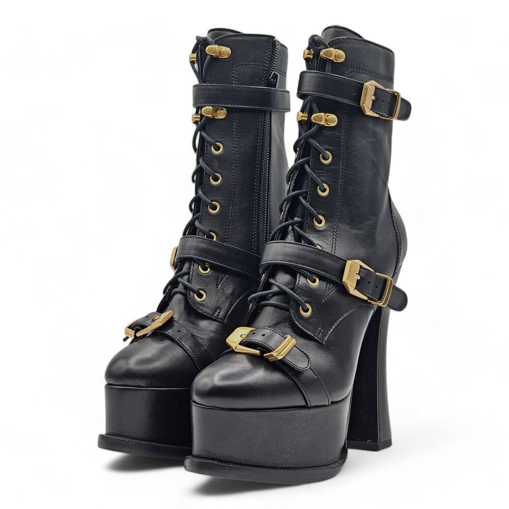 Versace Platform Boots - Nappa Leather - Black - Size 35.5 $2300 - Picture 2 of 7